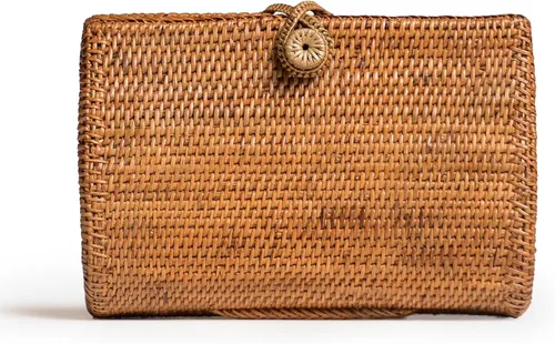 Vista 9 de Novum Crafts Bolso de ratán hecho a mano - Bolso cruzado de mimbre de paja marrón