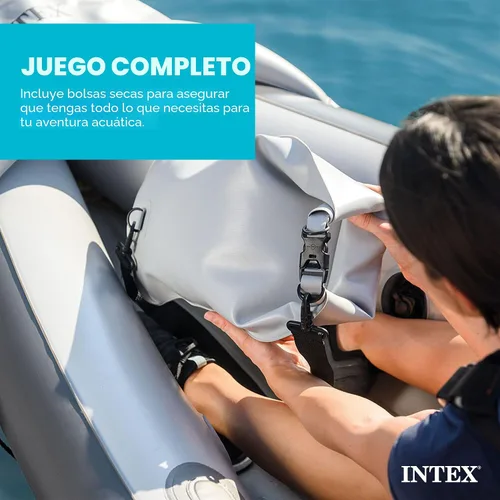 Vista 8 de INTEX Juego de kayak inflable para 2 personas, Dakota K2 con remos de 86 pulgadas y bomba 68310VM - Kayak tándem sentado con skegs intercambiables