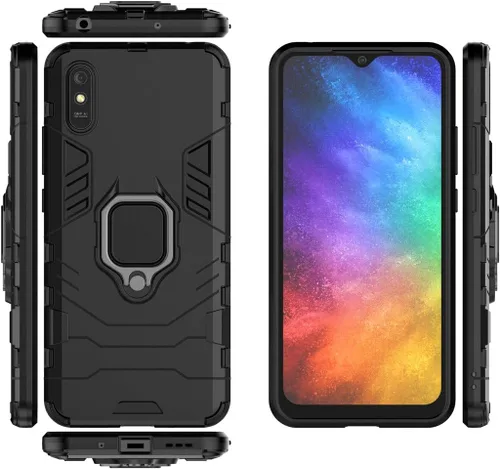 Vista 3 de LuluMain - Funda compatible con Xiaomi Mi Redmi 9A, Redmi 9AT, soporte de anillo de metal a prueba de golpes