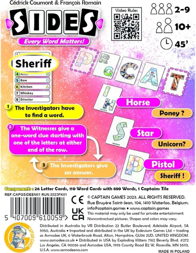 Vista 5 de Juego de mesa Sides - Un desafío de adivinación de palabras de sutileza y cooperación, juego de estrategia para niños y adultos, mayores de 10 años