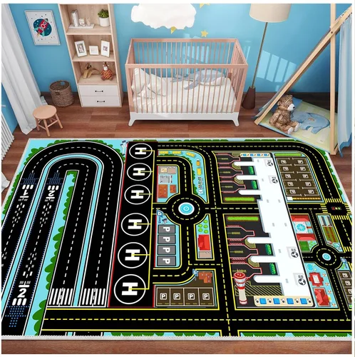 Vista 7 de Alfombra de coche para niños, alfombra de avión, alfombra de juego para autos de juguete, alfombra de pista de estacionamiento del aeropuerto