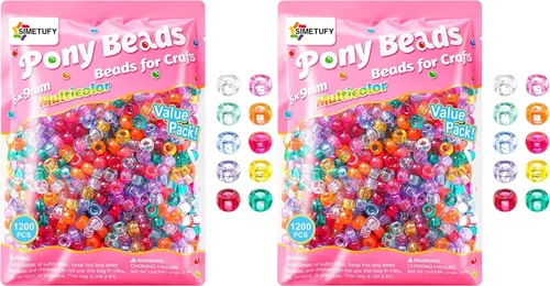 Vista 14 de 3600 cuentas de poni a granel, 24 colores surtidos, cuentas de plástico arcoíris para trenzar el cabello, pulseras de amistad, manualidades