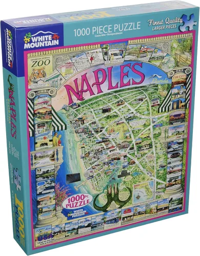 Vista 3 de White Mountain Rompecabezas de 1000 piezas con mapas costeros, piezas grandes, regalo para adultos y familia, 24 x 30 pulgadas, Nápoles, Florida