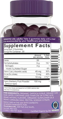 Vista 9 de Viva Naturals Sambucus - Gomitas de saúco para adultos con vitamina C