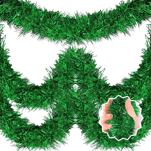 Vista 13 de Guirnalda de oropel de Navidad negra de 25 pies, pancarta de papel de aluminio metálico para colgar en la pared, telón de fondo para flotadores