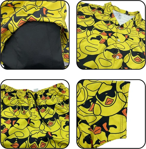 Vista 4 de Wdpsuxin Conjunto de 2 piezas para hombre, camisa hawaiana con botones y pantalones cortos de compresión con sombreros de pescador