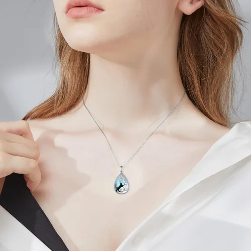 Vista 5 de CVRAVO Collar de gato negro para mujer, plata de ley 925, piedra lunar, gato negro, regalo de joyería para mujeres y niñas amantes de los gatos