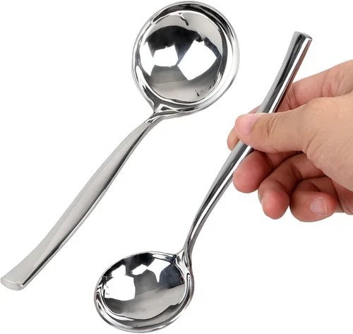 Vista 7 de Juego de 4 cucharones de salsa de acero inoxidable, juego de cucharones de salsa pequeños Mini cucharón de 7.6 pulgadas para sopa, salsa, salsas