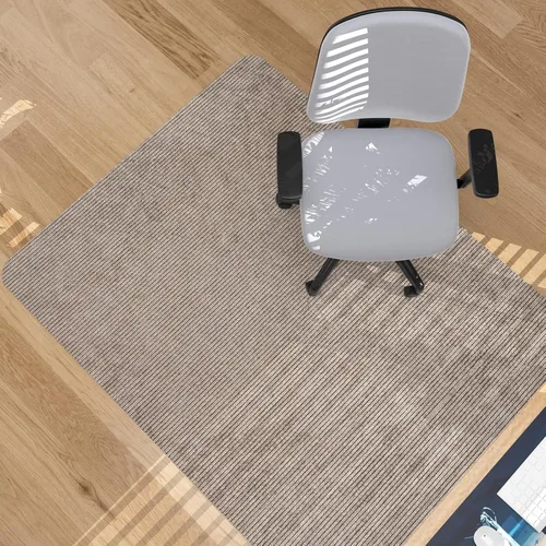 Vista 13 de Tapete de pana para suelo de madera dura, 55 x 35 pulgadas, tapete para silla de oficina, silla de escritorio, silla rodante, respaldo Pana Gris