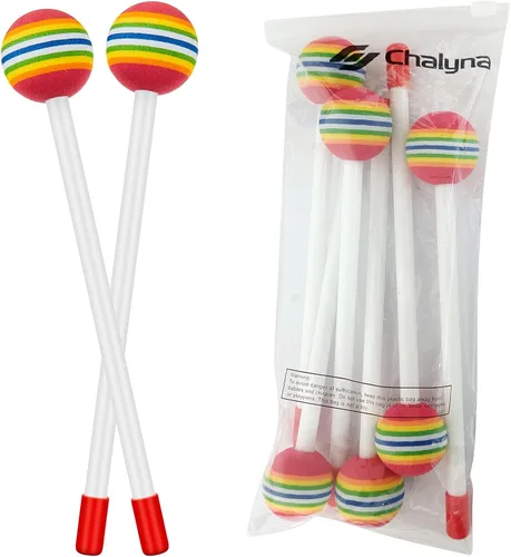 Vista 4 de Chalyna 6 mazos de tambor de piruleta para niños, cabeza de espuma suave