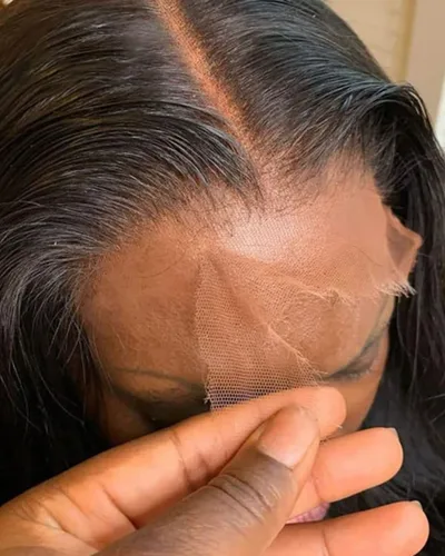 Vista 9 de BEEOS - Peluca frontal encaje HD 13x6 ondas corporales densidad 180% cabello humano nudos decolorados 18 pulgadas