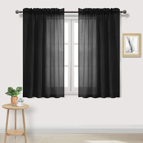 Vista 95 de DWCN Cortinas Transparentes Aqua de Voile Semitransparente con Bolsillo para Barra para Dormitorio y Sala de Estar, 36 x 36 pulgadas de Largo, Juego