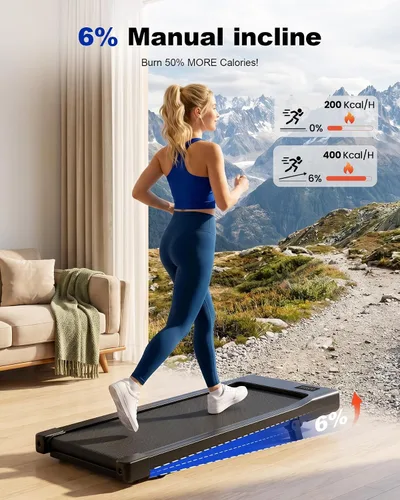 Vista 2 de MJWW 6% Incline Walking Pad, Smart AI Under Desk Treadmill for Home Negro (Charcoal Black)