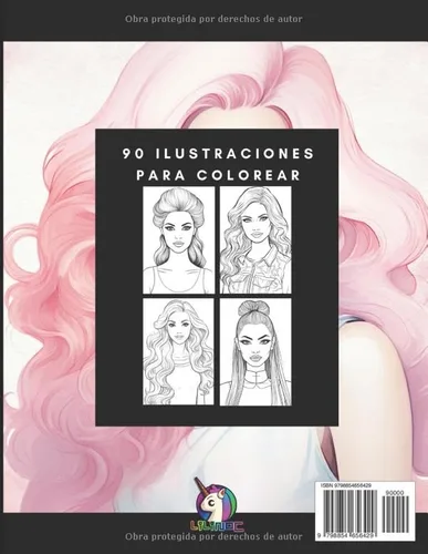 Vista 2 de Libro para colorear Retratos de Mujeres (Estilo Muñeca) (Arte Artificial) (Spanish Edition)