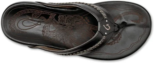 Vista 2 de OluKai Mea Ola Sandalias de playa para hombre, sandalias de cuero de primera calidad, plantilla moldeada por compresión y ajuste cómodo, diseño