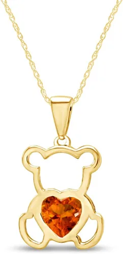 Vista 38 de Collar con colgante de oso de peluche con piedra natal para mujer Simulated Alexandrite