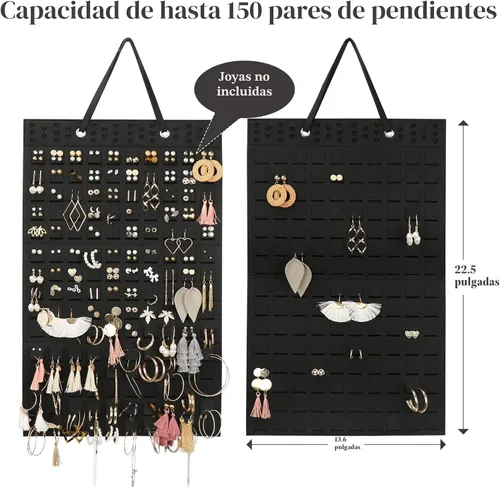Vista 2 de Resovo Organizador y soporte para aretes colgantes, 20 ganchos, capacidad para hasta 300 pares, diseño compacto, material suave, colgador de aretes