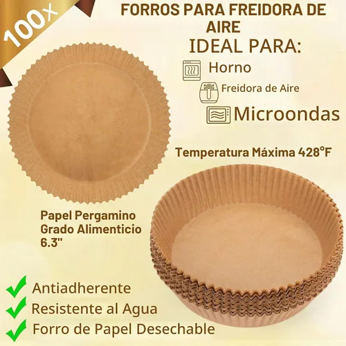 Vista 5 de Air Fryer Liners - Papel pergamino desechable, 100 unidades, redondo de 6 a