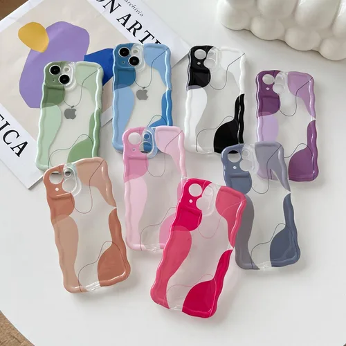 Vista 6 de DEFBSC Funda para iPhone 15 con bonito diseño ondulado, color negro