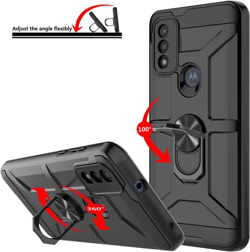 Vista 6 de Jeylly Funda para Moto G Pure con [Paquete de 2] Protector de Pantalla HD, [Grado Militar] Soporte de Anillo Resistente de Servicio Pesado Defensor