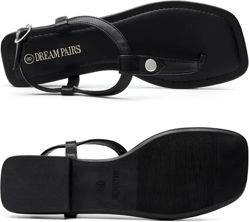 Vista 5 de DREAM PAIRS Women's SDFS2301W T-Strap Thong Flat Sandals with Cute Square Toe Strappy for Summer