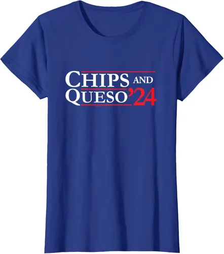 Vista 7 de Novedad 2024 Campaña electoral '24 Chips and Queso T-Shirt, Azul / Patchwork, S Azul Marino