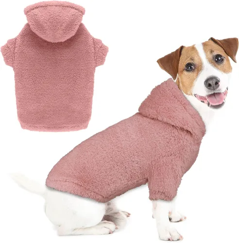 Vista 14 de Suéteres mullidos para perros medianos, suéter con capucha para perro, ropa cálida, suave y acogedora, abrigos para mascotas, sudadera con capucha