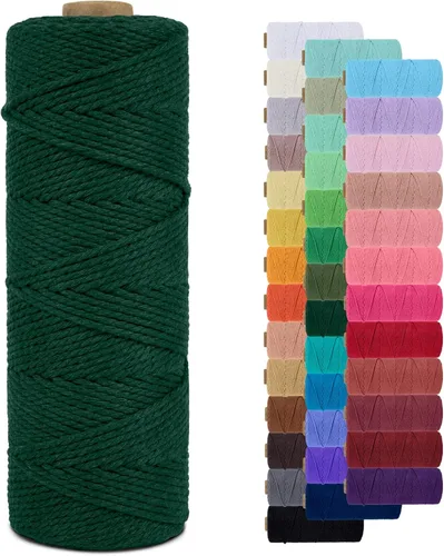 Vista 42 de Cordón de macramé de 0.079 pulgadas, cuerda de algodón natural de 109 yardas, hilo de cuerda de macramé para manualidades, ganchos de pared