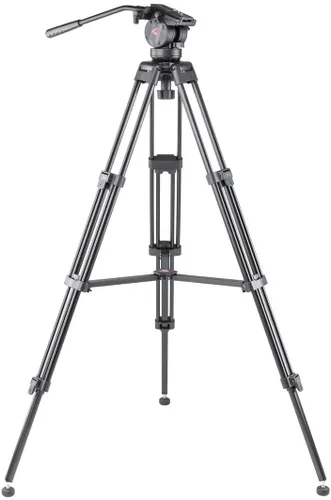 Vista 7 de 3Pod V3AH - Trípode de video de aluminio de 3 secciones para cámara, trípode profesional para cámara con cabezal fluido de 2 vías, esparcidor