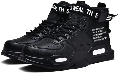 Vista 5 de Ahico - Zapatillas deportivas de moda para hombre, con parte superior alta, para caminar, estilo deportivo, zapato casual elegante para hombre