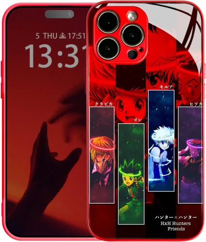 Vista 2 de HxH Gon Killua Kurapika - Funda protectora para iPhone 11, diseño de manga anime, color rojo templado a prueba de golpes Classic manga graphics