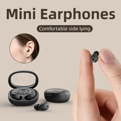 Vista 3 de Pequeños auriculares invisibles para dormir, inalámbricos más pequeños, Bluetooth, de perfil bajo, microdiminutos y discretos, con micrófono