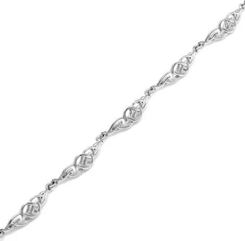 Vista 2 de Silvershake Pulsera de plata de ley 925 chapada en oro blanco o amarillo con nudo celta de filigrana de 6.5 a 9 pulgadas ajustable para mujer