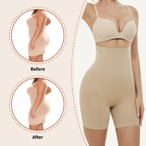 Vista 5 de AMRIY Fajas moldeadoras para mujer, control de abdomen, cintura alta, moldeadoras de cuerpo, pantalones cortos con levantamiento de glúteos, faja