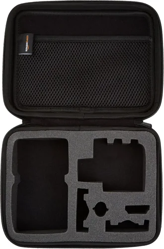 Vista 2 de Amazon Basics Estuche de transporte pequeño para GoPro y accesorios, 9 x 7 x 2.5 pulgadas, sólido, negro