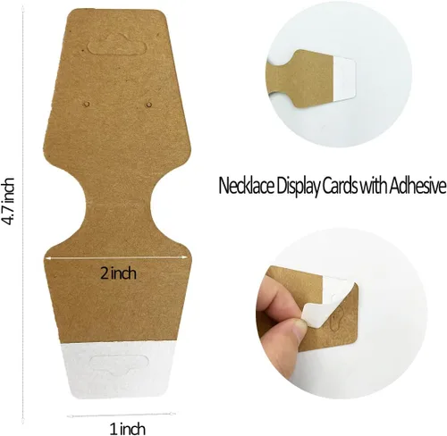 Vista 5 de Tarjetas de exhibición de pulsera, 100 collares, tarjetas autoadhesivas, embalaje de joyas para pequeñas empresas, tarjetas de papel kraft