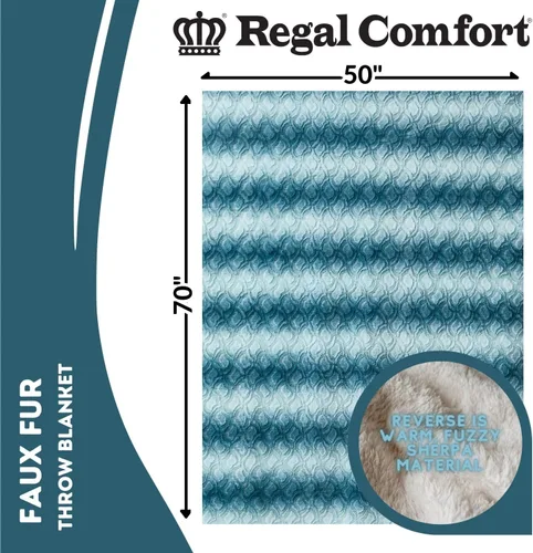 Vista 4 de Regal Comfort Manta Sherpa de piel sintética, 50 x 70 pulgadas, suave y afelpada, cálida y mullida, manta de forro polar de terciopelo