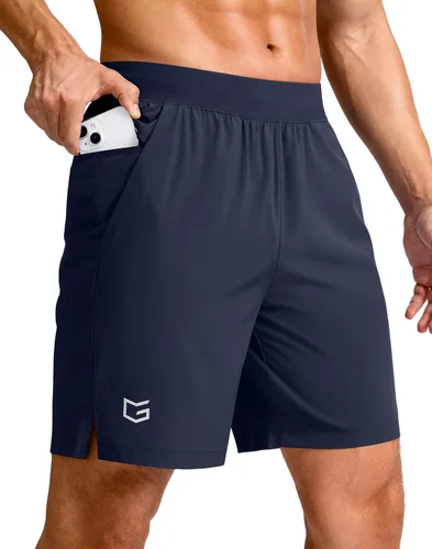 Vista 8 de G Gradual Pantalones cortos deportivos para correr para hombre de 7/5/9 pulgadas, bolsillo con cremallera, ligeros, para entrenamiento, gimnasio