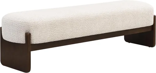 Vista 6 de Christopher Knight Home Arden - Banco otomán rectangular de tela de hilo en bucle de estilo minimalista, marco de madera de caucho, banco