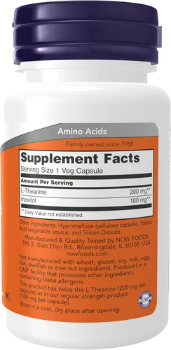 Vista 2 de Now Foods, L-teanina 0.0070 oz, capsulas veganas, 60 unidades, 147, 1, 1