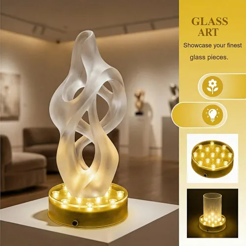 Vista 4 de Simplelight - Base de luz LED redonda de 4 pulgadas, color blanco suave, paquete individual Perfect for Glass Art, Ideal Led Display for Vases