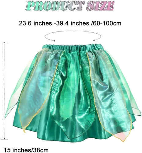 Vista 2 de REETAN Falda de hada de moda en capas, falda novedosa de baile de hojas, falda brillante con borlas, falda de festival para mujeres y niñas