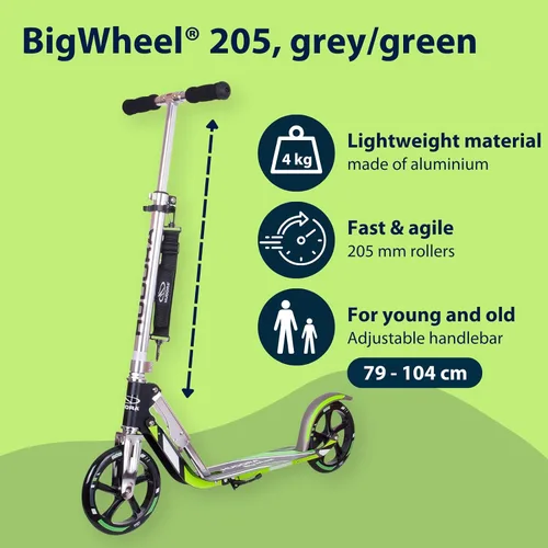 Vista 3 de HUDORA Scooter para niños de 8 años en adelante y adolescentes de 12 años en adelante, scooter para adultos con ruedas grandes, ligero y duradero