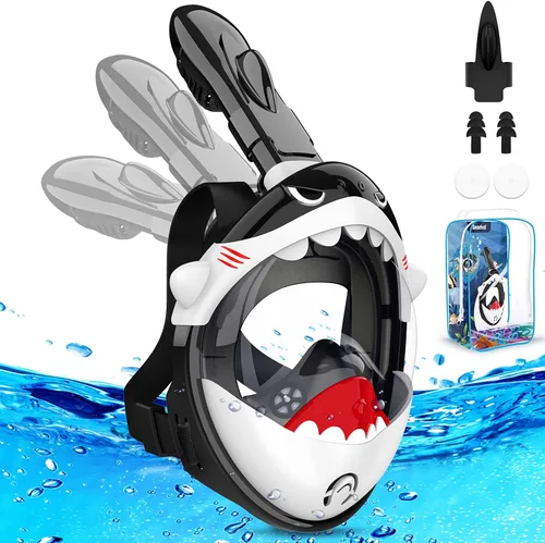 Vista 8 de Kkdi Kids Snorkel Mask, Full Face Snorkel Mask for Kid 4-16, Foldable Snorkeling Gear for Kids Snorkeling Set for Swimming Pool Toys, Dry Top