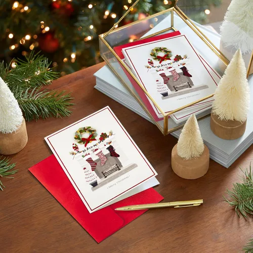 Vista 2 de Hallmark - Tarjetas de Navidad hechas a mano en caja (12 tarjetas con sobres) Chimenea, Hogar Feliz