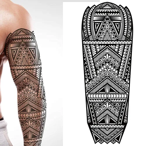 Vista 9 de Tatuaje temporal tortugas negro maorí tribal cuerpo arte adhesivo transferencia para brazos hombro azteca polinesio samoano hawaiano para hombres