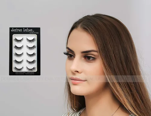 Vista 3 de Pestañas naturales 3D de visón sintético, paquete múltiple de 5 pares, naturales