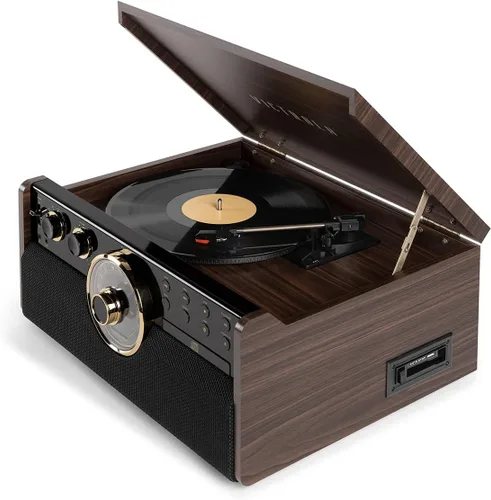 Vista 4 de Victrola Empire Signature - Tocadiscos Bluetooth 7 en 1 de madera de mediados de siglo