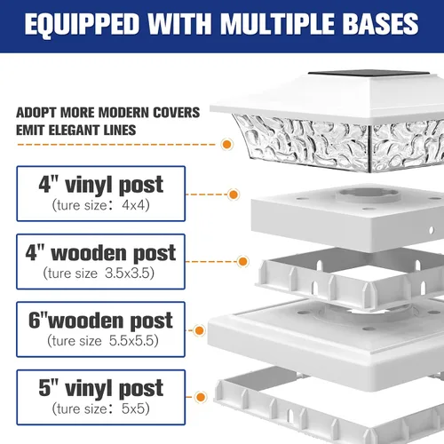 Vista 2 de VOLISUN - Faroles solares para postes de 4x4/6x6, para cercas de madera/vinilo, para patio/jardín, blanco cálido con 2 modos de iluminación
