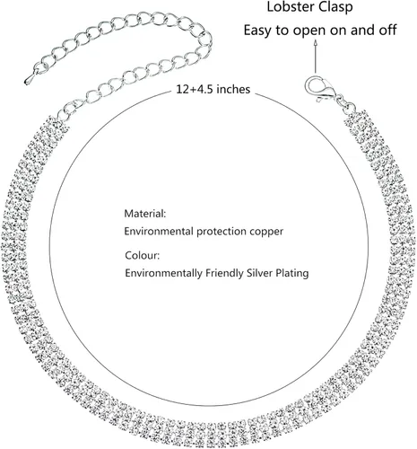 Vista 3 de Miraculous Garden Gargantilla de cristal con diamantes de imitación brillantes y chapados en oroplatanegro, joyería para mujeres y niñas, boda